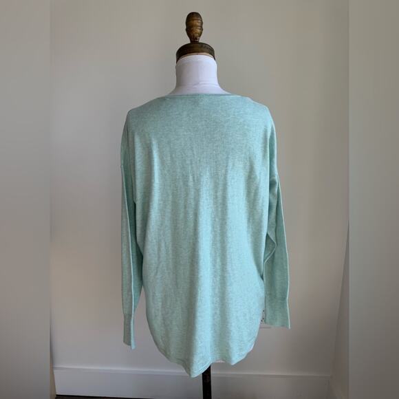 MARGARET O’LEARY SEAFOAM V-NECK SWEATER RELAXED PULLOVER SWEATER SMALL - Picture 4 of 8